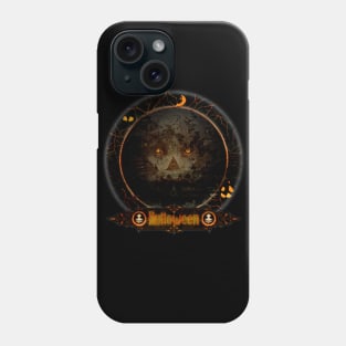 Happy Halloween Pumpkin Skull Badge Phone Case