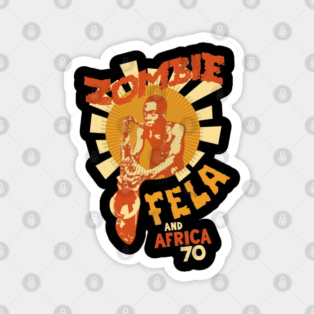 Fela Kuti's 'Zombie' Album Tribute: Psychedelic Afrobeat Illustration Magnet by Boogosh