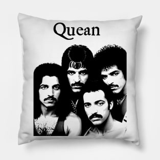 Cursed Classic Rock Band PARODY Funny Off Brand Knock Off Meme (Black & White) Pillow