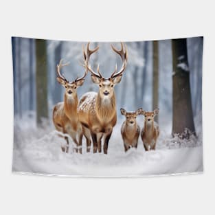 Stag Deer Animal Family Wandering Nature Tapestry