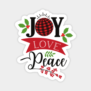 Joy Love Peace, Christmas, Xmas, Mistletoe, Leaves Magnet