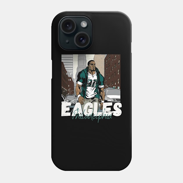 Philadelphia eagles football player graphic design cartoon style beautiful artwork Phone Case by Nasromaystro