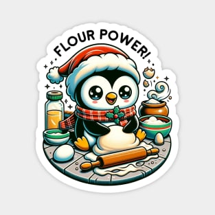 Flour Power Kawaii Christmas Penguin Baking Magnet