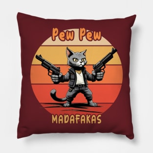 Pew Pew Madafakas - Vintage Crazy Cat Pillow