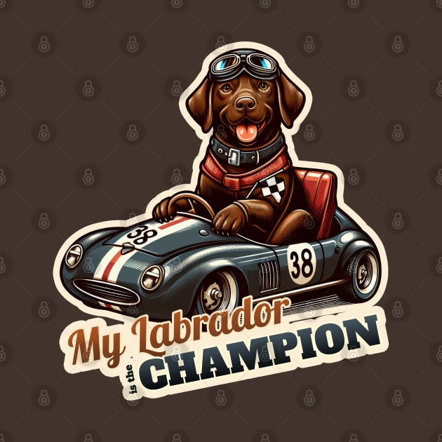 Car racer Labrador Retriever by k9-tee