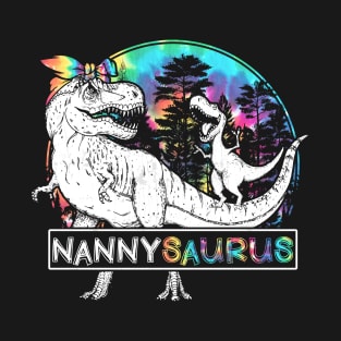 Nanny Saurus Funny Dino Tie Dye Bandana Mother's Day T-Shirt