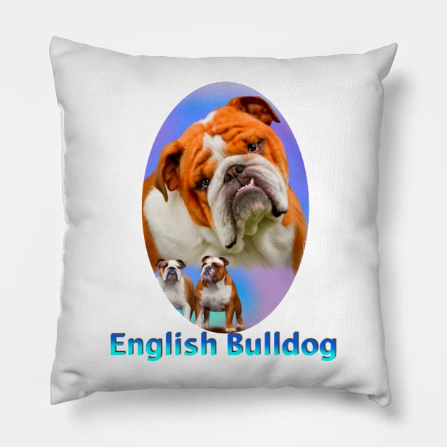 English Bulldog Pillow by BHDigitalArt