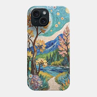 Starry Mosaic Serenity: Van Gogh Inspired Landscape Phone Case