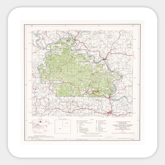 Ozark National Forest Map (1972) Arkansas Woodland Reserve Atlas - Ozark National Forest - Sticker