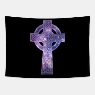 Purple Celtic Cross Medieval Christian Tapestry