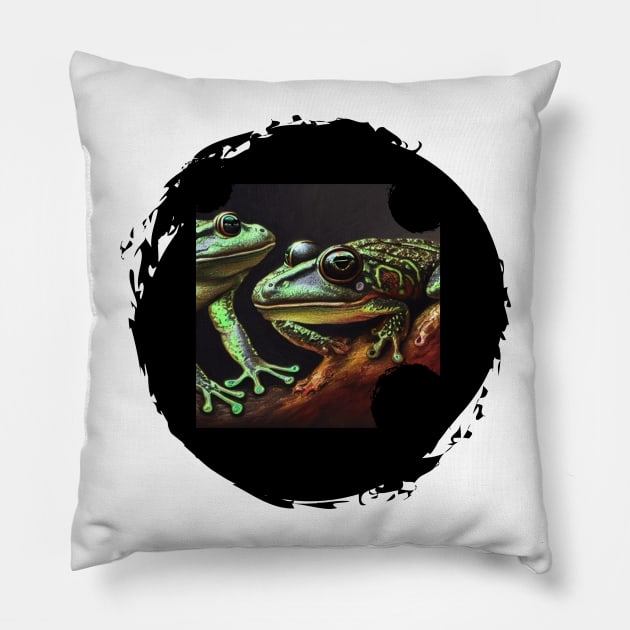 frogs Pillow by LadiesGoldenSpiral