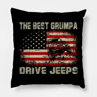 The Best Grumpa Drive Jeeps American Flag Jeep Pillow