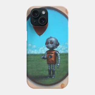 Soon We'll All Have Friends | Robot Boy with Red Balloon | Apocalypse future adorable | Cute and weird cyborg kid Phone Case