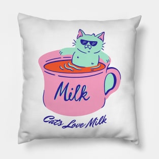 Cats Love Milk Pillow