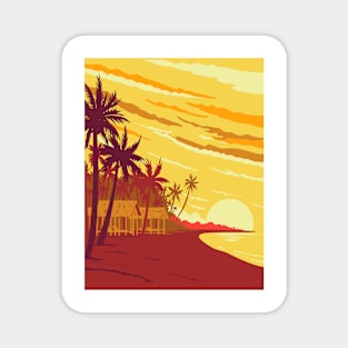 Beach in Phu Quoc Island During Sunset in Kien Giang Province Vietnam WPA Art Deco Poster Magnet