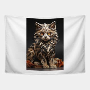 Fold Art Style Cat Tapestry