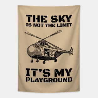 Vintage Helicopter The Sky Is My Playground Tapestry