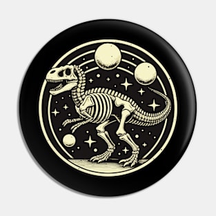 Tyrannosaurus Rex Skeleton In Space Retro Design Pin