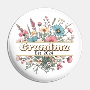 Grandma, Est 2024, floral design for new grandmas Pin