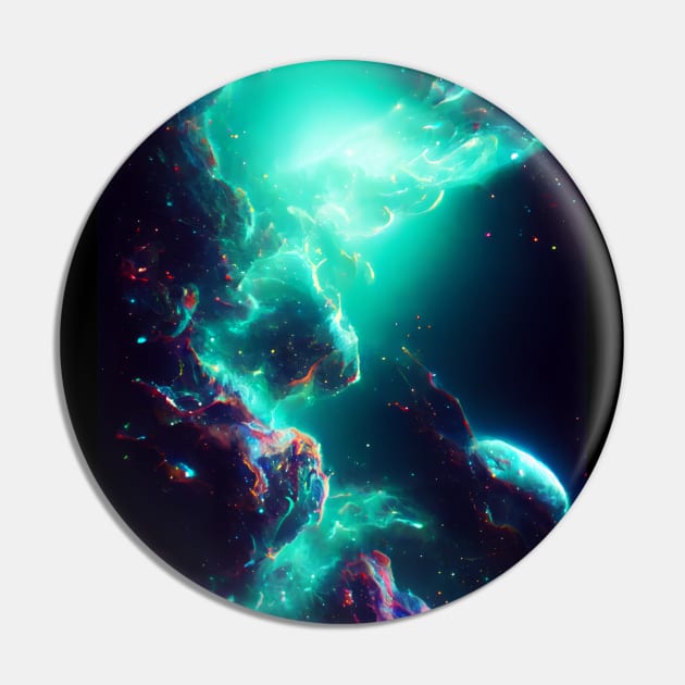 Starlight Spectrum - Emerald green Nebula Pin by Lematworks