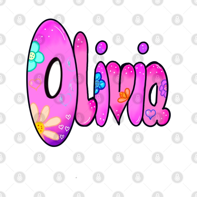 Olivia girls first name in Pink Personalized personalised customised name Olivia by Artonmytee