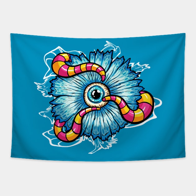 Eyeball Flower Tentacles Rockabilly Tattoo Cartoon Style Eye Tapestry by Squeeb Creative