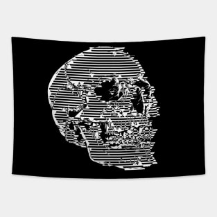 Pixel Line-Art Gothic Skull †††† Graphic Design Pattern Tapestry