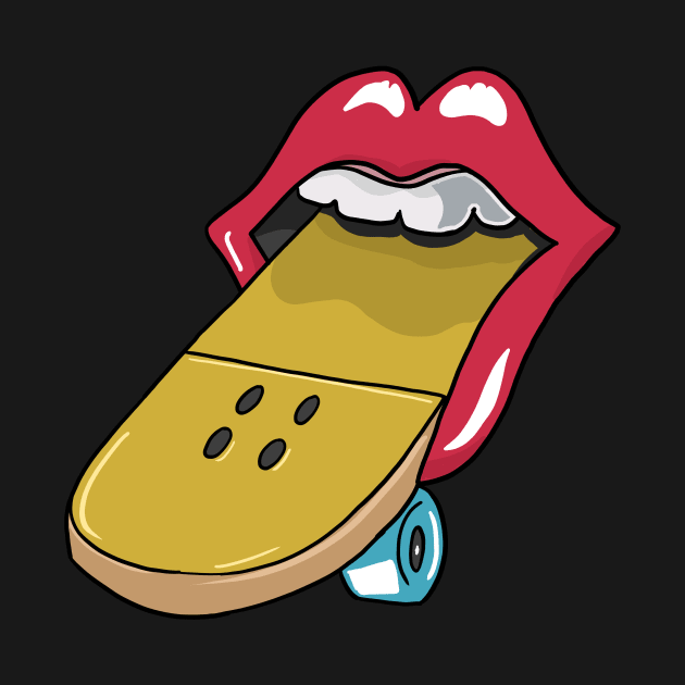 Glossy red lips skateboard tongue Skateboarding by Mesyo