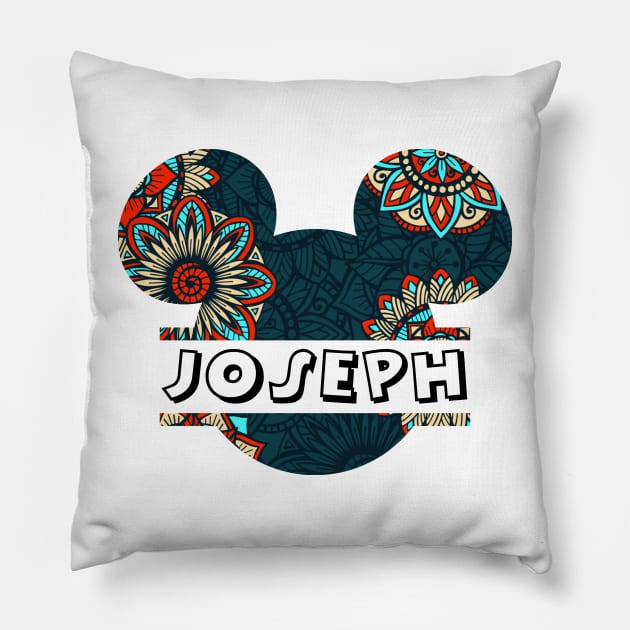 Joseph Name With Seamless Pattern Pillow by Maddalena's