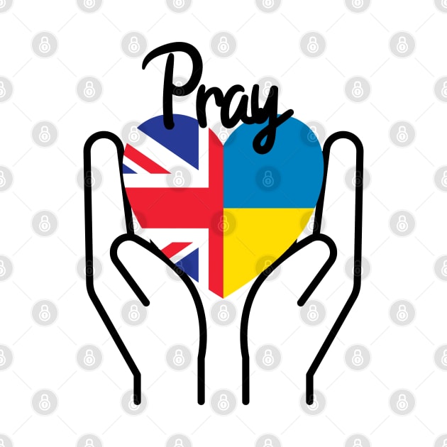 Pray For Ukraine, Pray For Peace, UK Supports Ukraine, UK Stands With Ukraine, Heart With Combined Flags by Coralgb