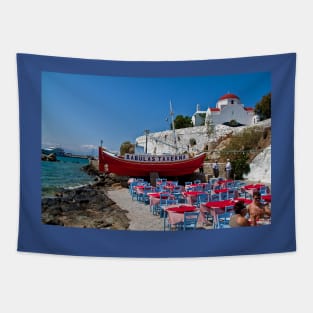 Greece. Mykonos island. Open-air taverna. Tapestry