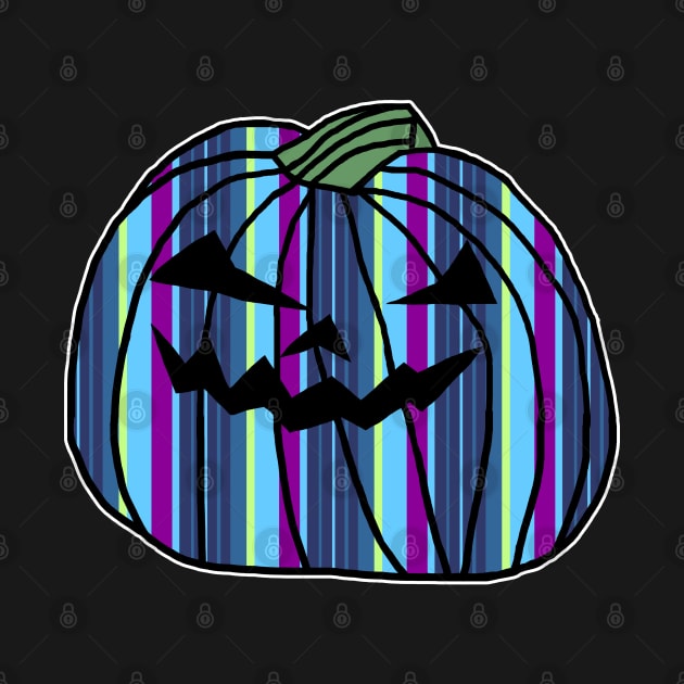 Mostly Blue Stripes Halloween Horror Pumpkin by ellenhenryart