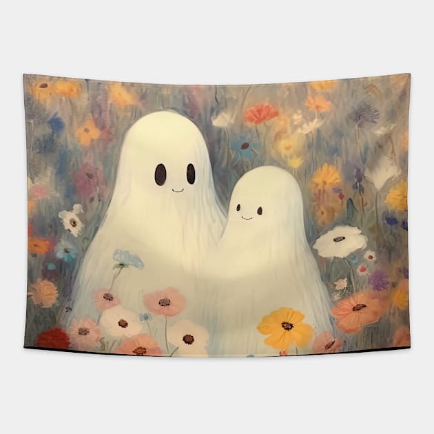 Halloween Vintage Ghost Tapestry by PixelArt