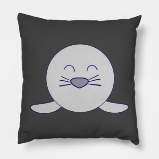 Kawaii Happy Grey Smiling Baby Seal Pillow