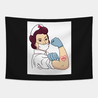 Fierce Nurse Girl Power Strong Woman Social Distancing FaceMask Tapestry