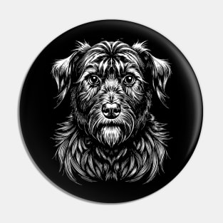 Affenpinscher dog portrait black and white affie art Pin