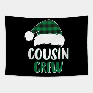 Cousin Crew Green Plaid Santa Hat Family Matching Christmas Pajama Tapestry