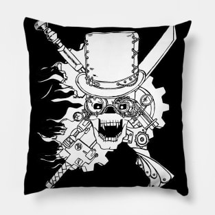 Steampunk Skull and Weapons Pillow