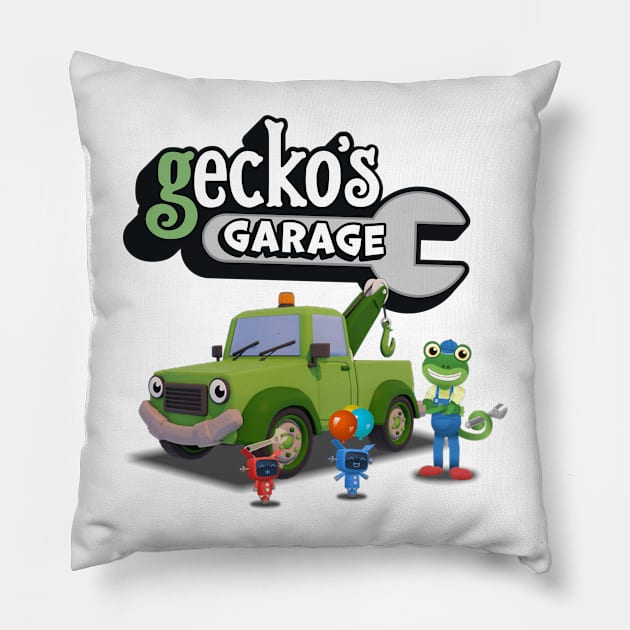 Geckos Garage Pillow by moreirapod