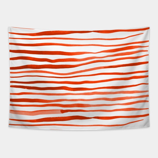 Irregular watercolor lines - orange Tapestry by wackapacka