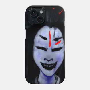 Japanese geisha dark expressionist art Phone Case