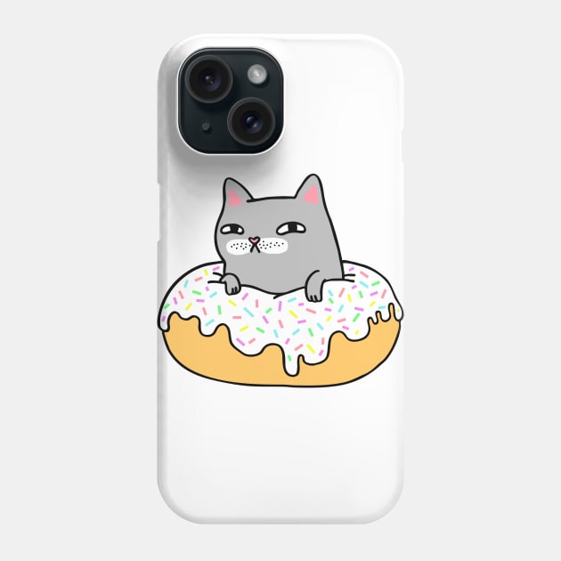 Donut Cat - Grey Cat White Icing Phone Case by natelledrawsstuff