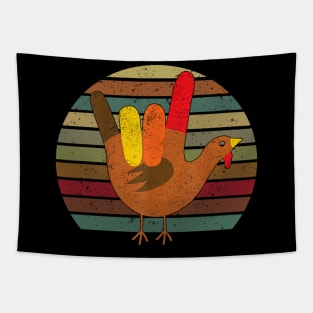 Peace Sign Turkey Hand Cool Thanksgiving Hippie Men Women Tapestry