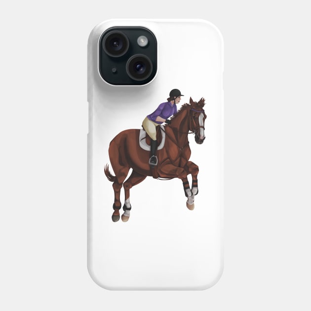 Chestnut jumper Schooling with purple and chrome - Simpli 100 Horses Phone Case by themarementality