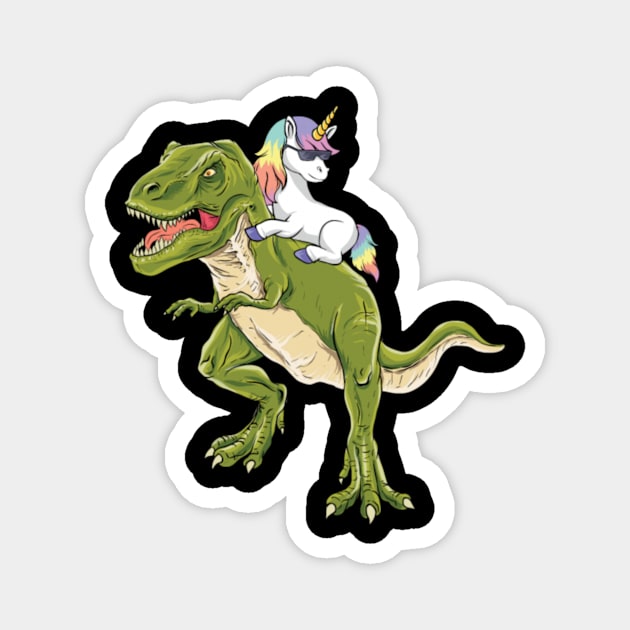 Unicorn Riding T-Rex Gift Magnet by Xizin Gao