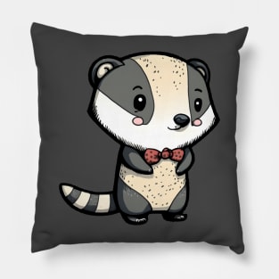 Badger with bow tie Pillow