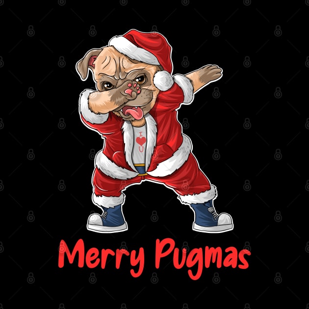 Christmas Dabbing Pug Merry Pugmas by DragonTees