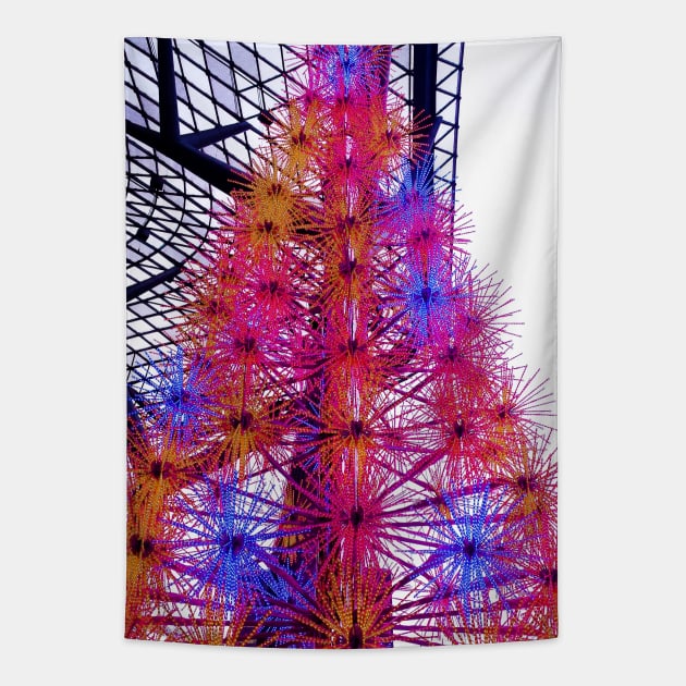 Street Christmas tree decoration in colorful neon lights Tapestry by kall3bu