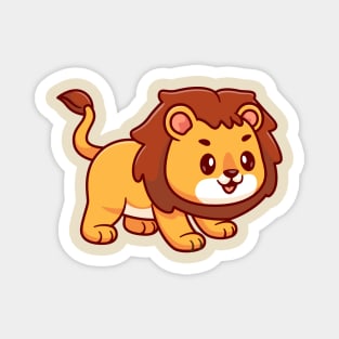 Cute Lion Playing Cartoon Vector Icon Illustration Magnet