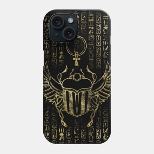 Egyptian Scarab Beetle with  hieroglyphs Phone Case